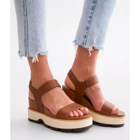 Sorel Shoes - Sorel Joanie IV Y Strap Wedge Leather Sandal Velvet Tan size 8.5 new in box